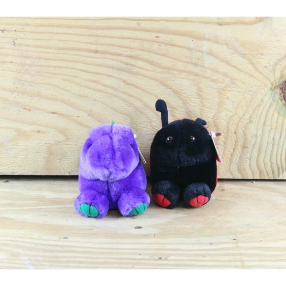 Puffkins Plush Dottie Lady Bug, Danny Dinosaur Vintage Stuffed Animal - Picture 2 of 5